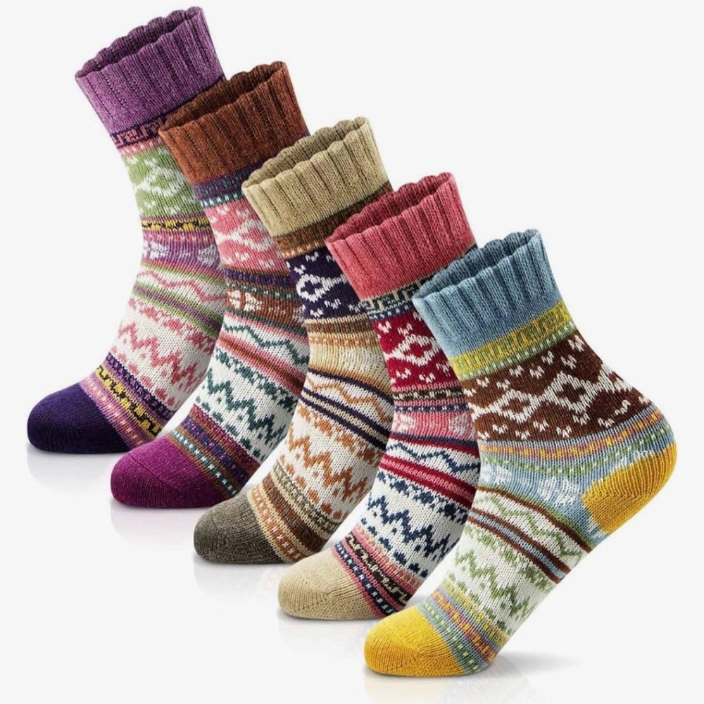 Colorful Patterned Knit Socks Set